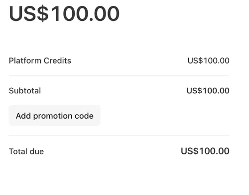 Stripe checkout with 'Add promotion code' button